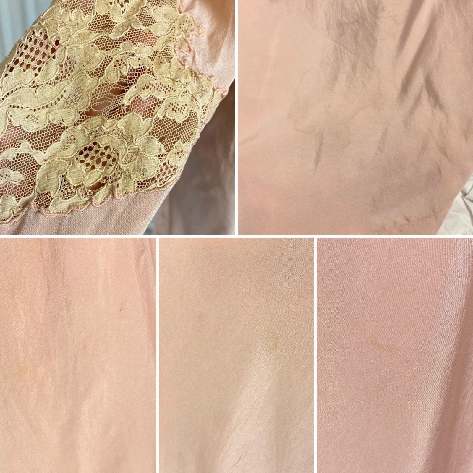 Vintage 1920's - 1930's Robe | Blush Pink Silk with Warm Ivory Lace & Handkerchief Sleeves | Size XS, S, M - Daggers & Dames
