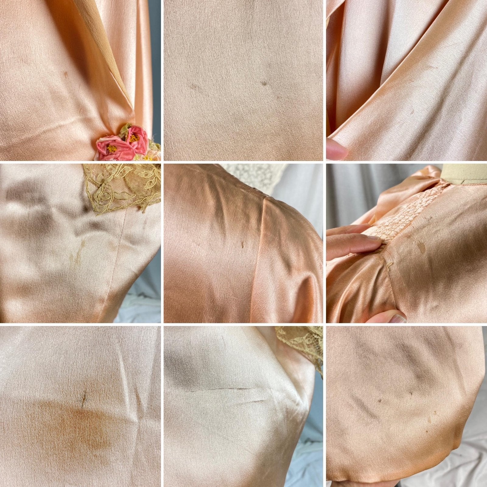 Vintage 1920's Dressing Gown Robe | Pale Rose Pink Silk & Wide Lace Edged Sleeves | Size S, M | John Wanamaker - New with Tags - Daggers & Dames