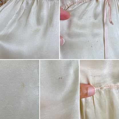 Vintage 1920's Pearl White Silk Nightgown with Grapevine Tambour Lace size XS - Daggers & Dames