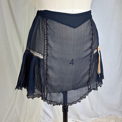 Vintage 1920's Sheer Black Rayon Crepe Tap Pants with Chantilly Lace - Size XS, S, M - Daggers & Dames