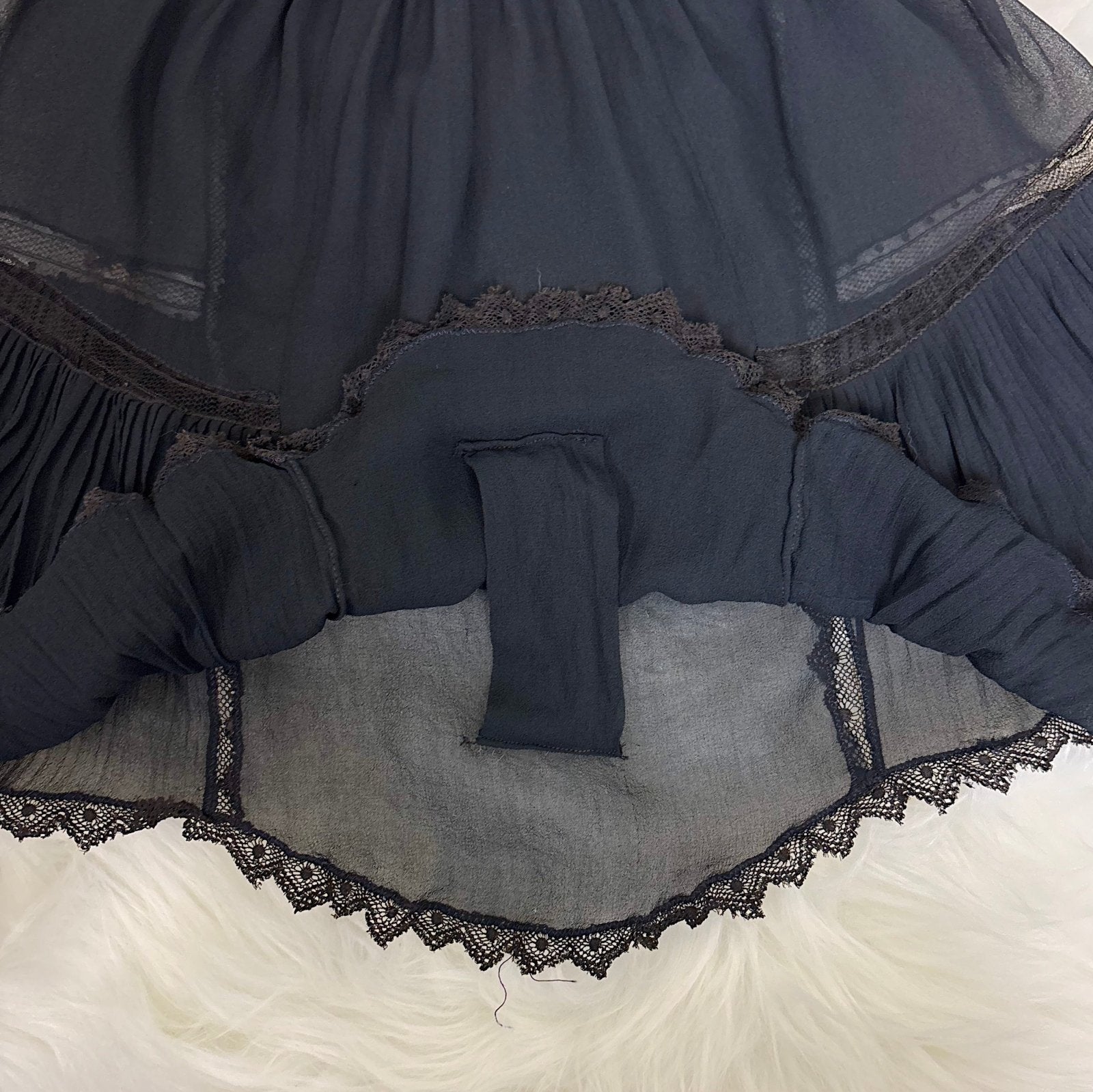 Vintage 1920's Sheer Black Rayon Crepe Tap Pants with Chantilly Lace - Size XS, S, M - Daggers & Dames
