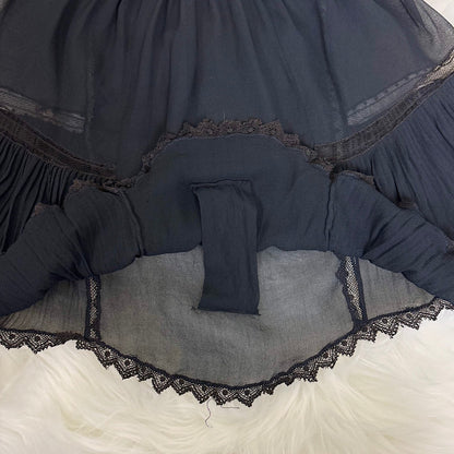 Vintage 1920's Sheer Black Rayon Crepe Tap Pants with Chantilly Lace - Size XS, S, M - Daggers & Dames