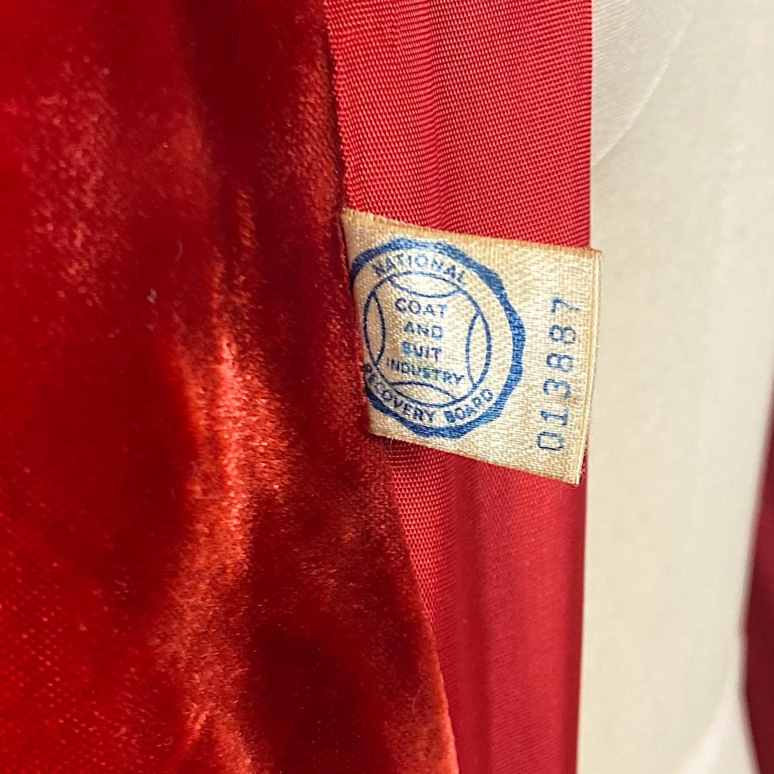 Vintage 1930's - 1940's Hooded Robe - Opera Coat | Rose Red Rayon Velvet with Taffeta Lining | Size XS, S - Daggers & Dames