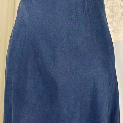 Vintage 1930's - 1940's Slip - Deep Indigo Blue Silk with Intricate Lace Detail - by Fischer's Heavenly Lingerie, size S, M - Daggers & Dames