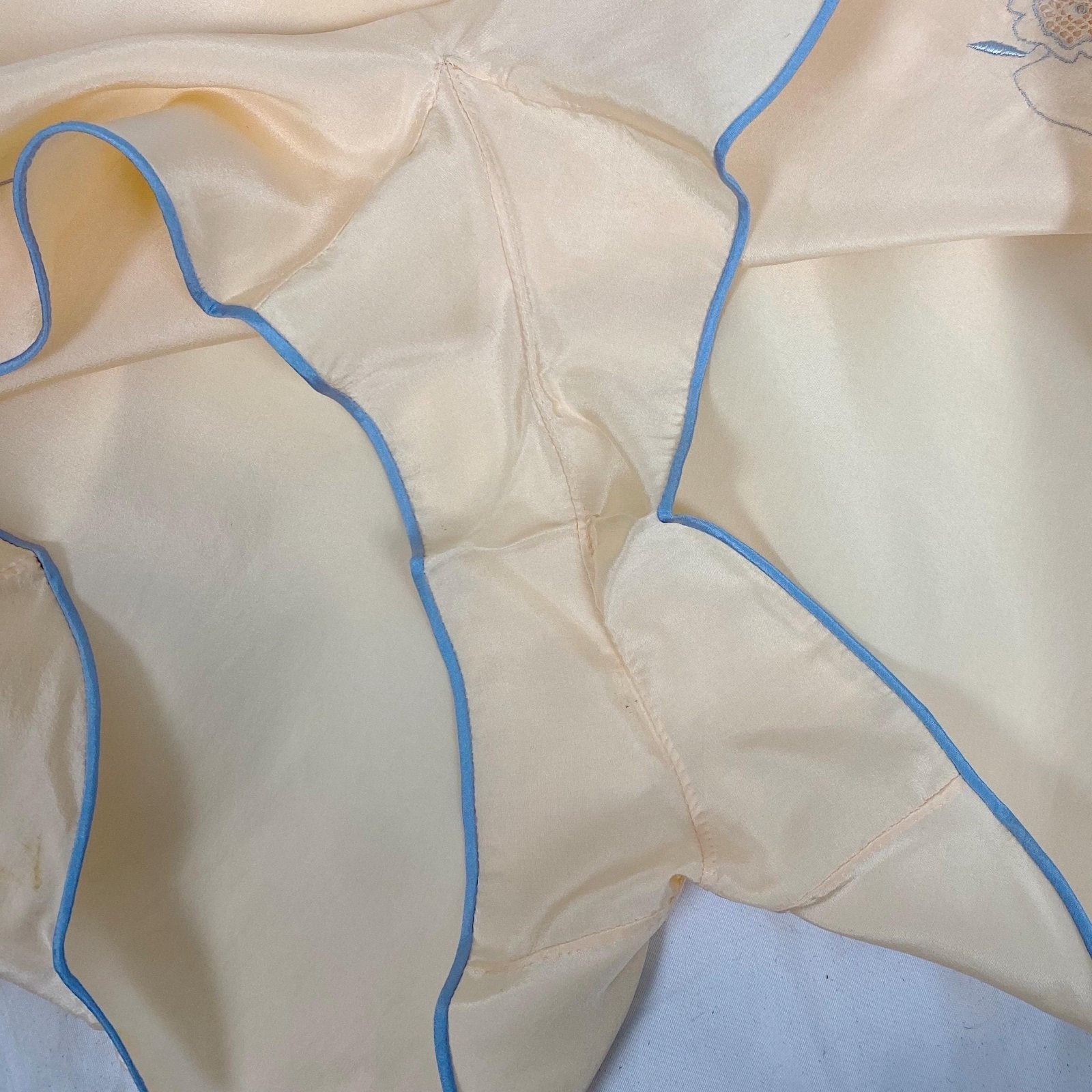 Vintage 1930's - 1940's Tap Pants | Peach Silk with Cornflower Blue Trim | Size S | By Carson, Pirie, Scott & Co. - New with Tags - Daggers & Dames