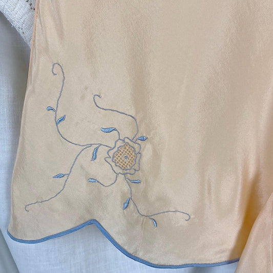 Vintage 1930's - 1940's Tap Pants | Peach Silk with Cornflower Blue Trim | Size S | By Carson, Pirie, Scott & Co. - New with Tags - Daggers & Dames