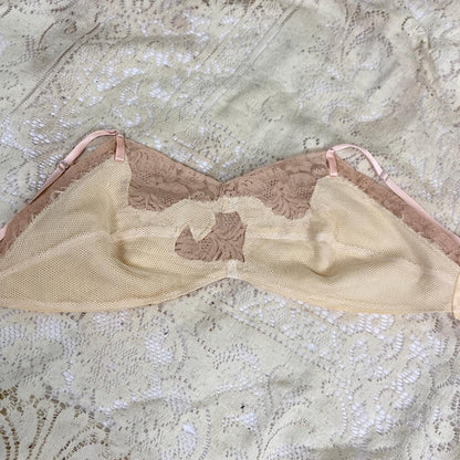 Vintage 1930's Bralette & Tap Pants Set | Rich Golden Champagne Silk with Warm Nude Lace | Size XS, S | By Neiman Marcus - Daggers & Dames