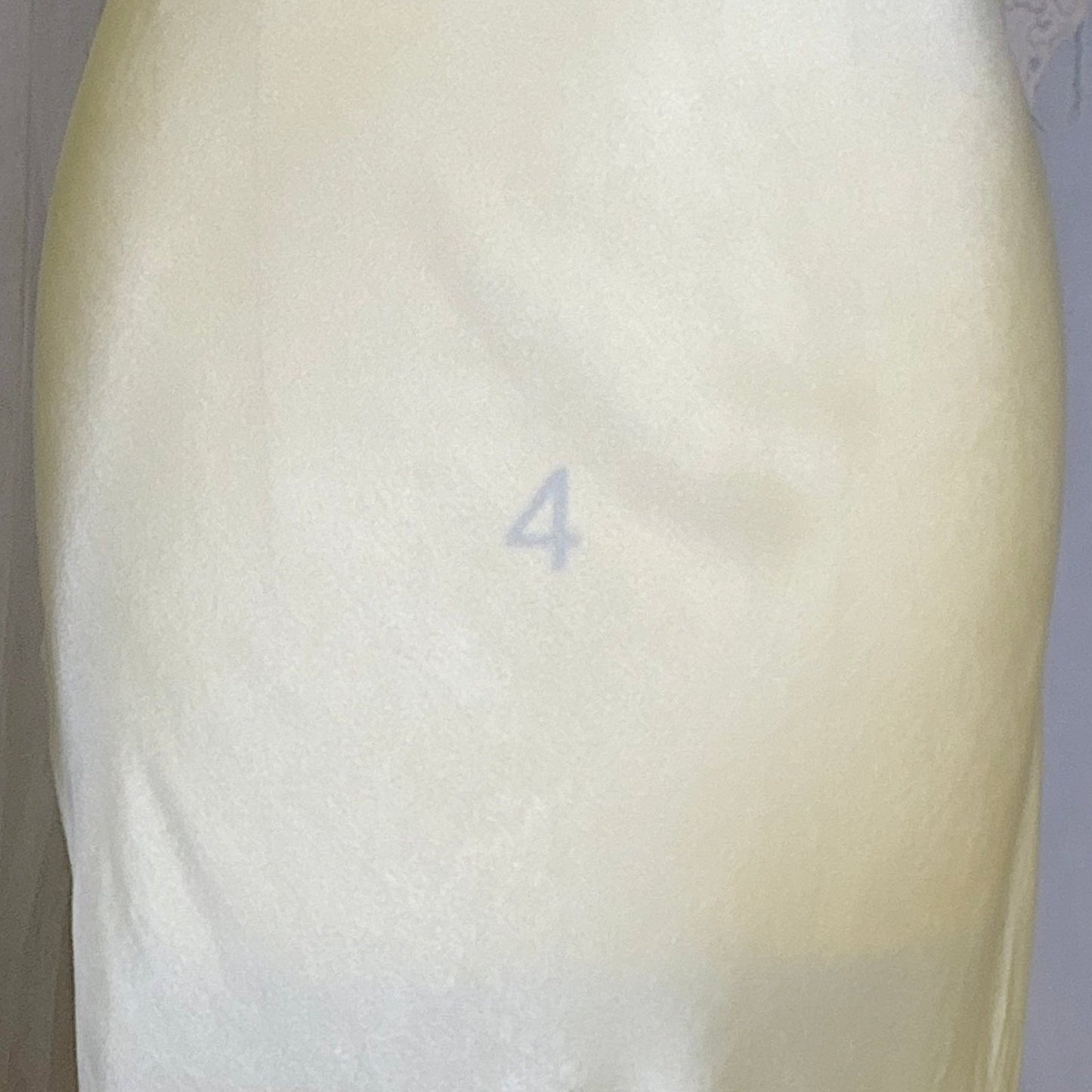 Vintage 1930's Buttercream Yellow Silk Satin Nightgown with Pale Green Ribbon & Scalloped Hem, size S, M, LG - Daggers & Dames