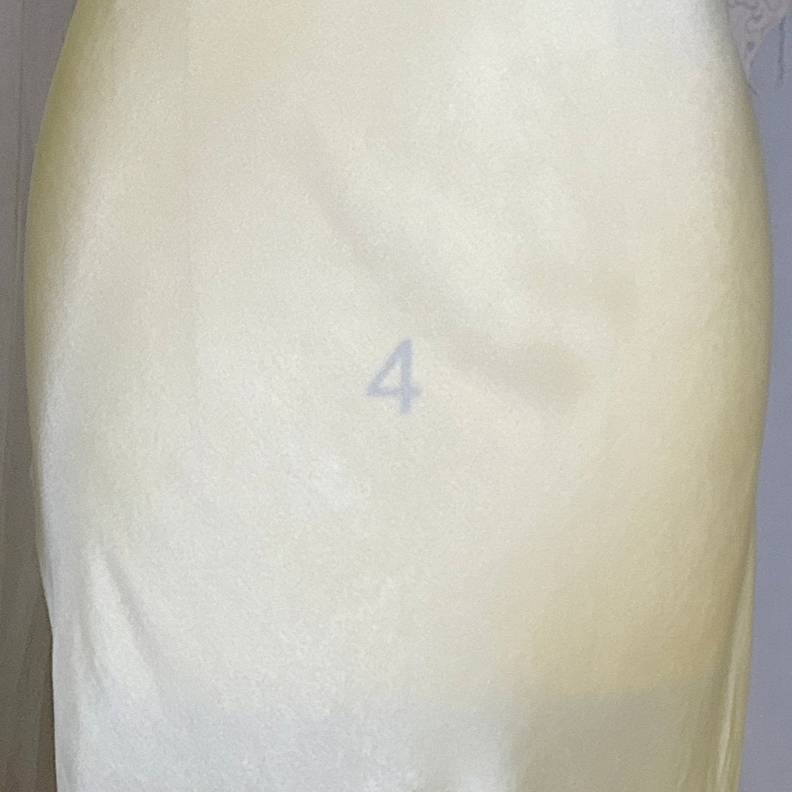 Vintage 1930's Buttercream Yellow Silk Satin Nightgown with Pale Green Ribbon & Scalloped Hem, size S, M, LG - Daggers & Dames