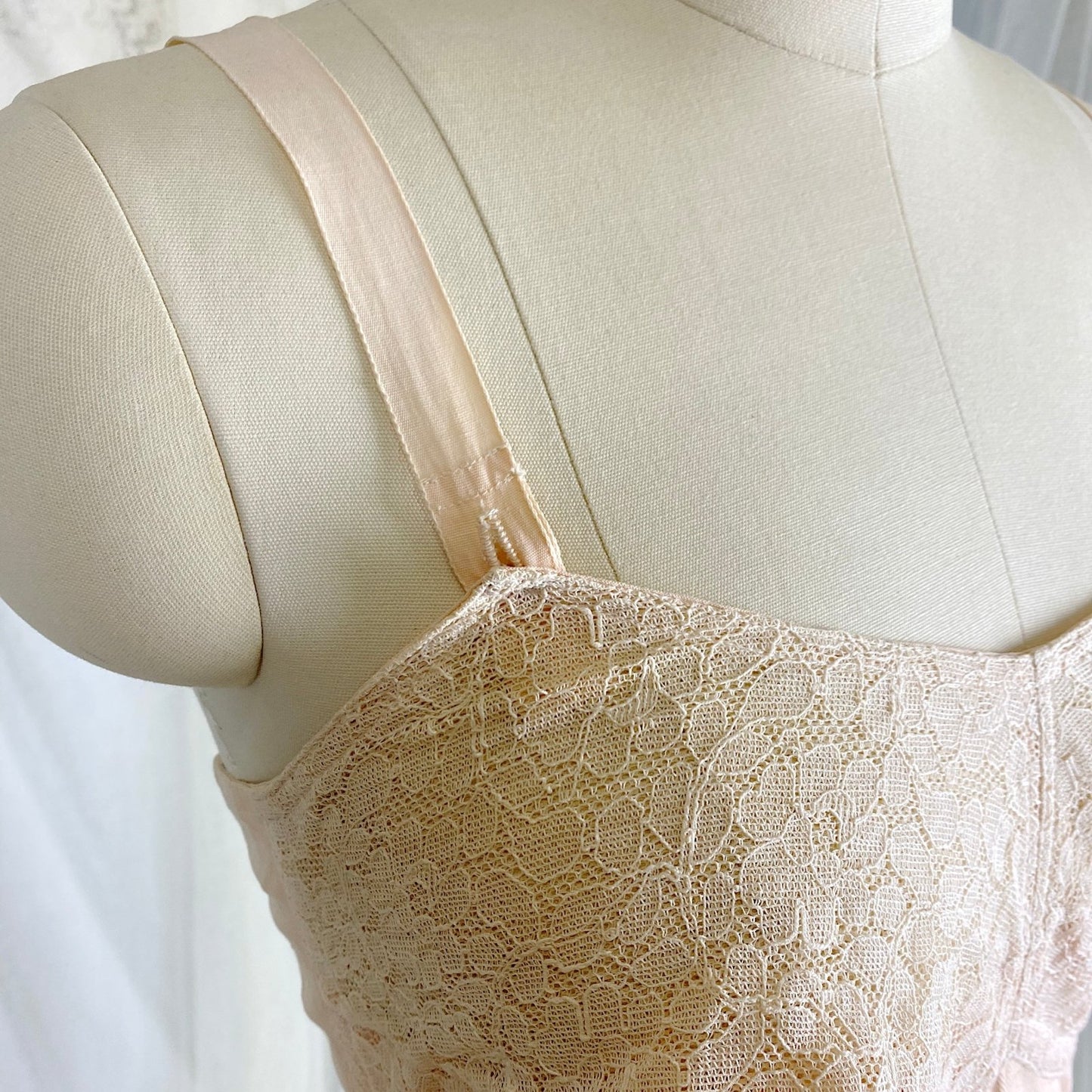 Vintage 1930's Corselette - Pale Peach Chevron Rayon - Cotton blend with Lace & Corset Lacing - Size 36 - 38 B - By Gossard, New with Tags - Daggers & Dames