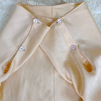 Vintage 1930's Hand Stitched Champagne Silk Satin Kestos Style Bra & Tap Pants Dance Set, size M - Daggers & Dames