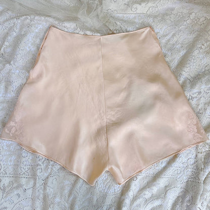Vintage 1930's Hand Stitched Champagne Silk Satin Kestos Style Bra & Tap Pants Dance Set, size M - Daggers & Dames