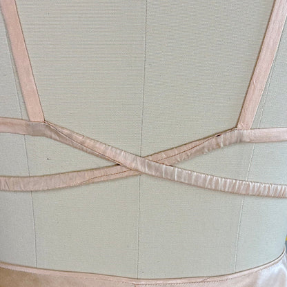 Vintage 1930's Hand Stitched Champagne Silk Satin Kestos Style Bra & Tap Pants Dance Set, size M - Daggers & Dames