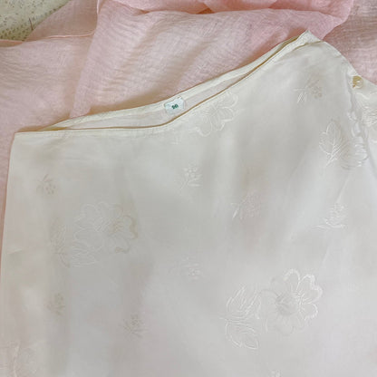 Vintage 1930's Hand Stitched White Silk Tap Pants with Satin Rose Damask Pattern - Size XS - Daggers & Dames