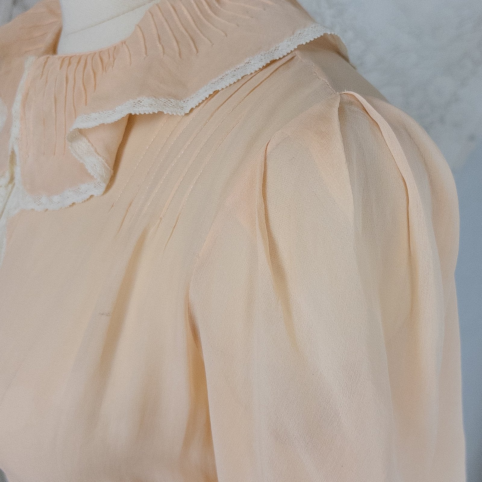 Vintage 1930's Nightgown - Hand Stitched Sheer Apricot Silk Georgette with Cotton Lace | Small, Medium - Daggers & Dames
