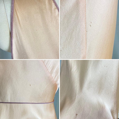 Vintage 1930's Nightgown | Rich Champagne Silk with Mocha Piping & Sash Tie | Size XS, S - Daggers & Dames