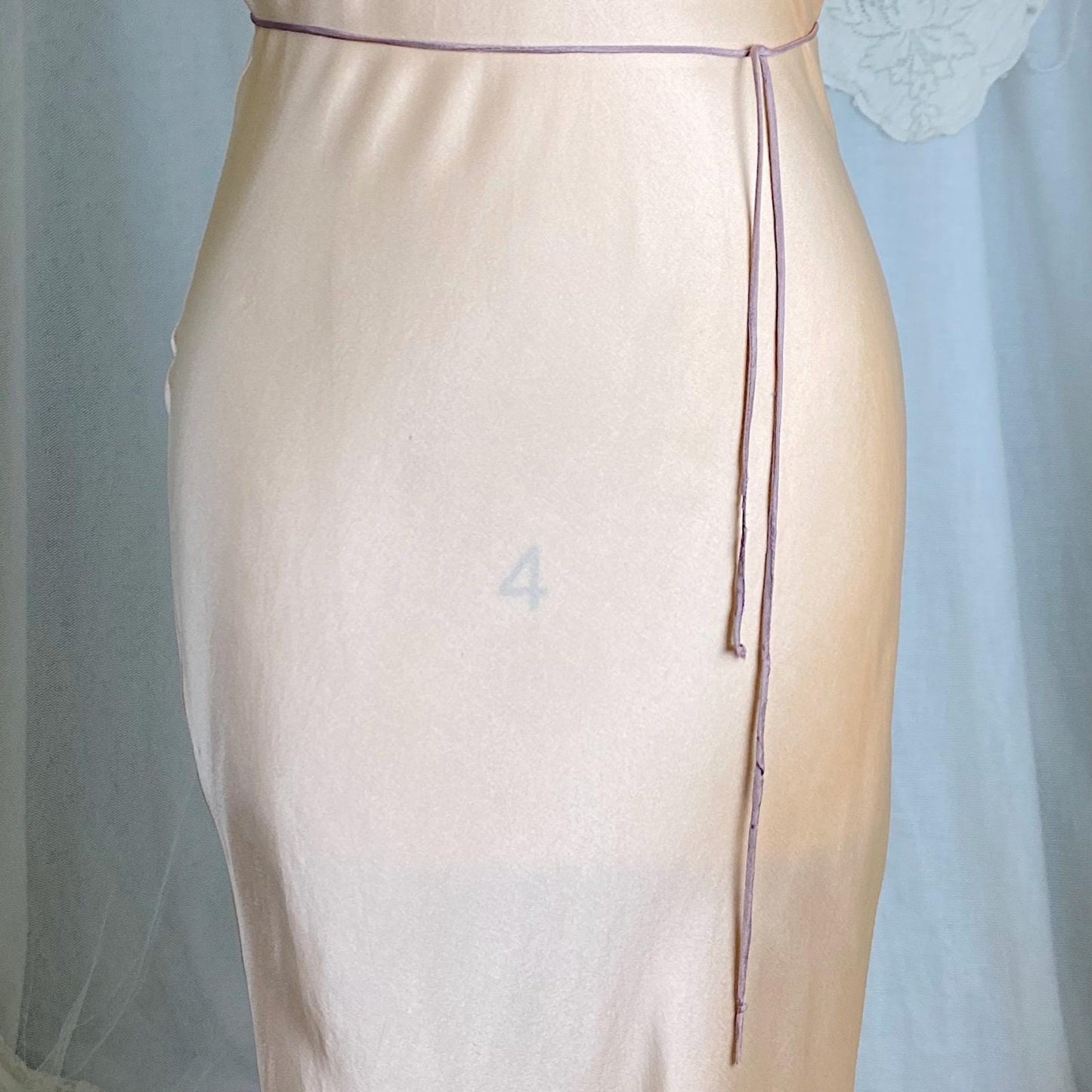 Vintage 1930's Nightgown | Rich Champagne Silk with Mocha Piping & Sash Tie | Size XS, S - Daggers & Dames