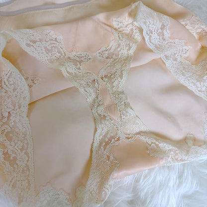 Vintage 1930's Powder Pink Silk Tap Pants with Intricate Lace Appliqués - by Seamprufe, size XS, S - Daggers & Dames