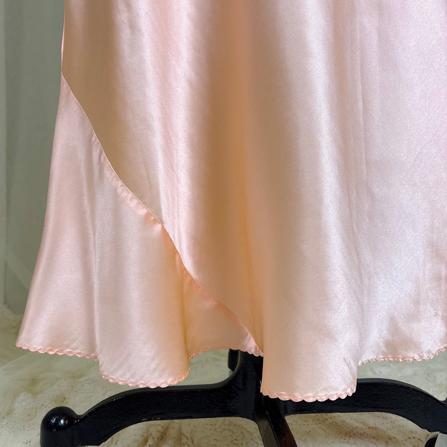 Vintage 1930's Rose Gold Pink Silk Nightgown with Cutout Details - Never Worn, Size M, LG - Daggers & Dames
