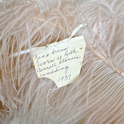 Vintage 1930's Rose Pink Embroidered Tulle Overdress with Satin Slip Set, size S, M - Daggers & Dames