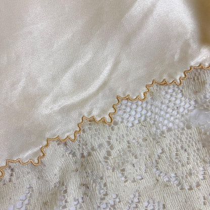 Vintage 1930's Tap Pants - Pearl White Silk Satin with Warm Nude Lace Inserts & Scalloped Edges - Size S - Daggers & Dames