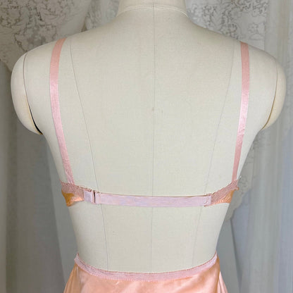 Vintage 1930's Warm Peach Silk Satin Bralette & Tap Pants Lingerie Set - Size S, M - Daggers & Dames