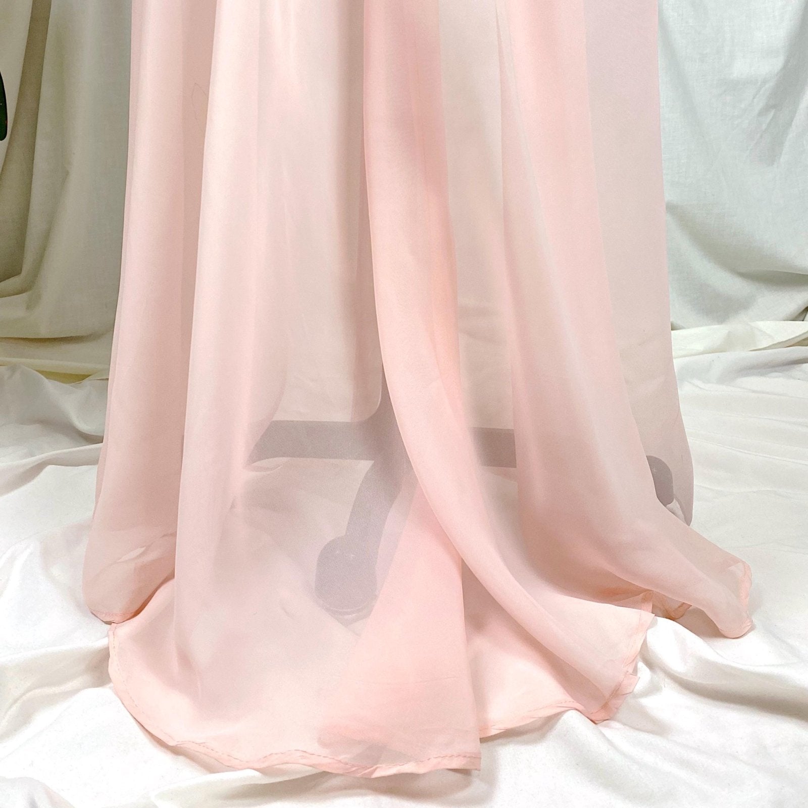 Vintage 1940's - 1950's Dressing Gown Robe | Sheer Baby Pink Rayon Chiffon with Nylon Lace | Size S - Daggers & Dames