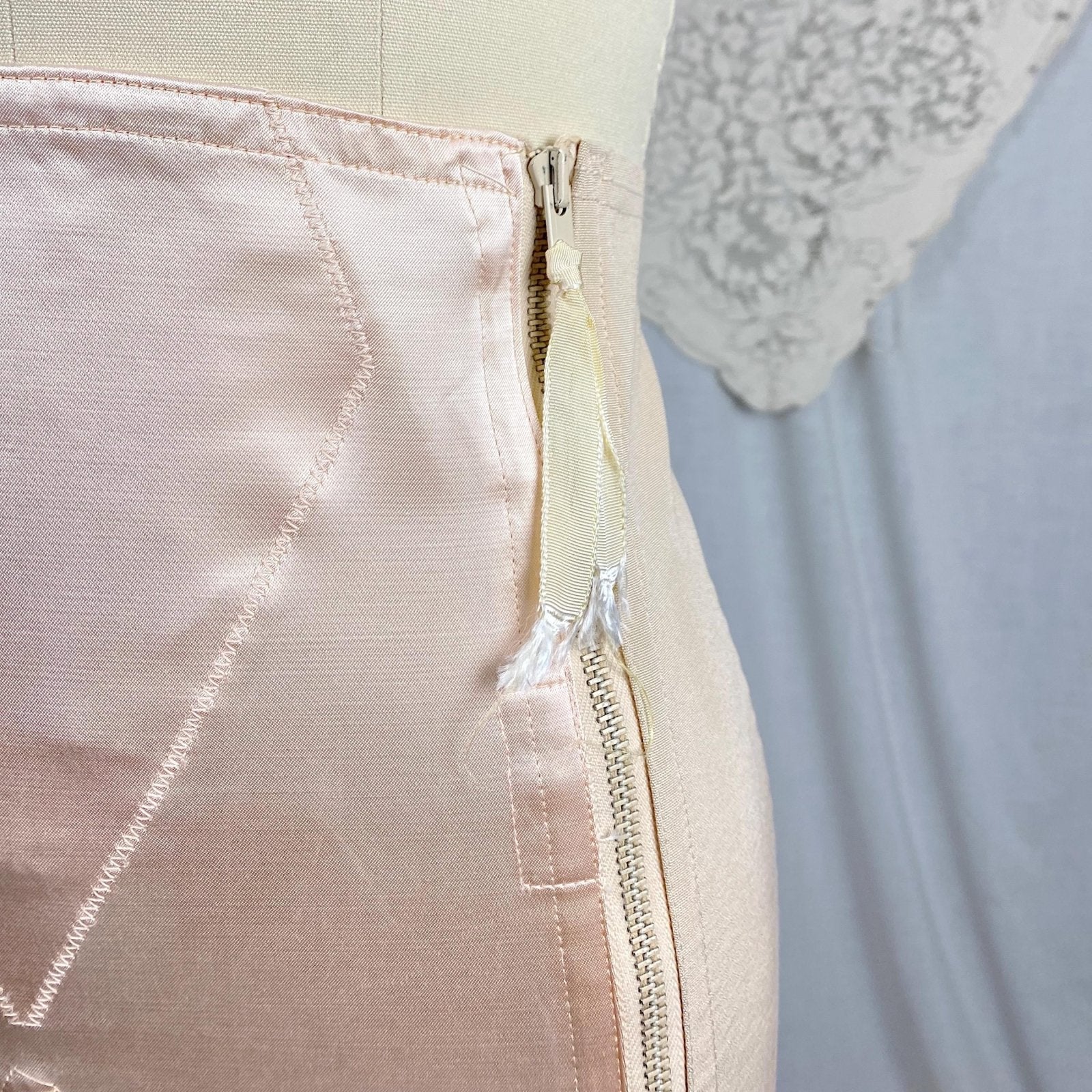 Vintage 1940's - 1950's Girdle | Pale Powder Pink Rayon Satin with Elastic Panels | Size XS, S | By Velvet Grip - Daggers & Dames