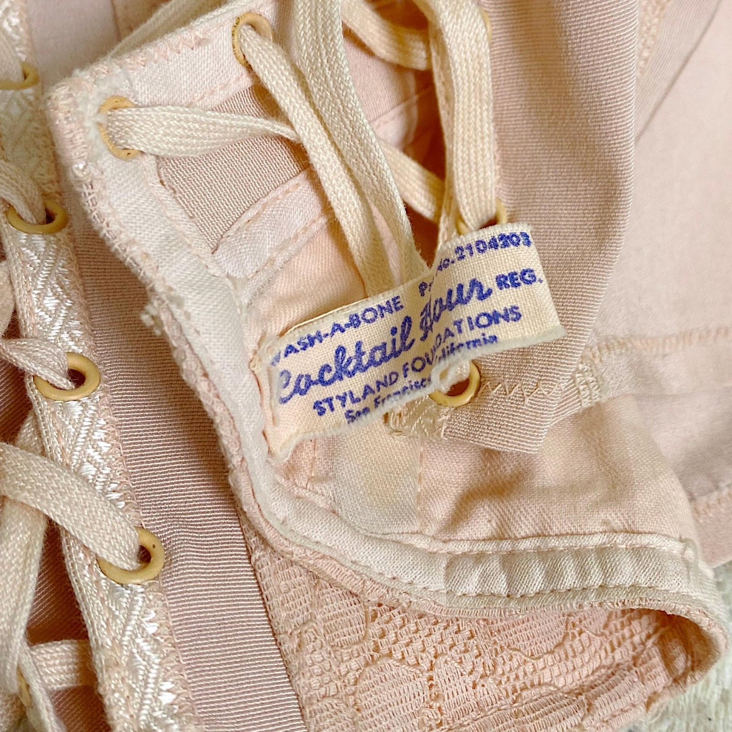 Vintage 1940's - 1950's Maternity Girdle - Warm Blush Pink Rayon Cotton Blend with Floral Lace - Size XS, S - Cocktail Hour, San Francisco - Daggers & Dames