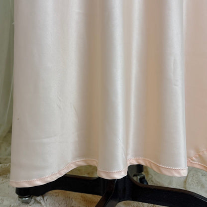 Vintage 1940's - 1950's Nightgown - Hand Stitched Palest Pink Rayon Satin with Cotton Tulle Inserts, size S, M - Daggers & Dames