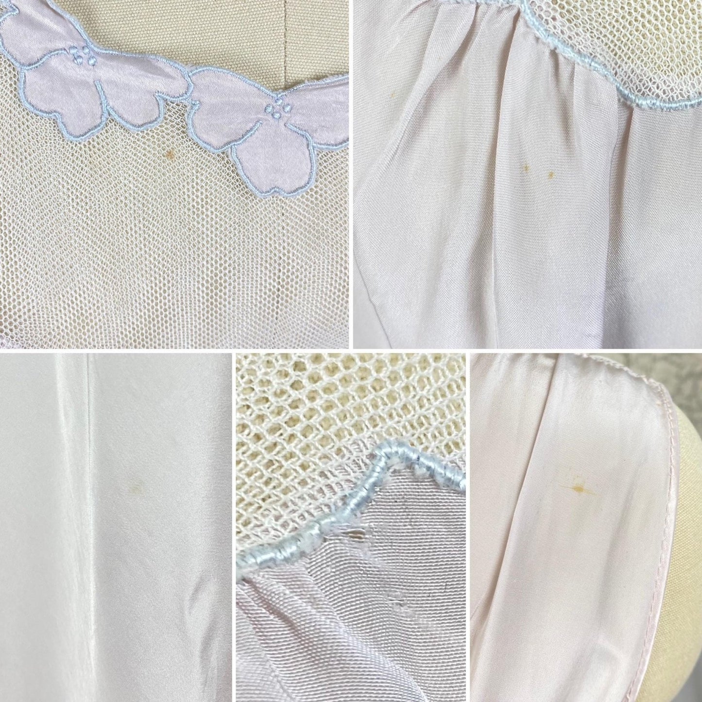 Vintage 1940's - 1950's Nightgown | Hand - Stitched Purple Lilac Rayon with White Tulle & Satin Inserts | Size S, M | By Dwalyne - Daggers & Dames