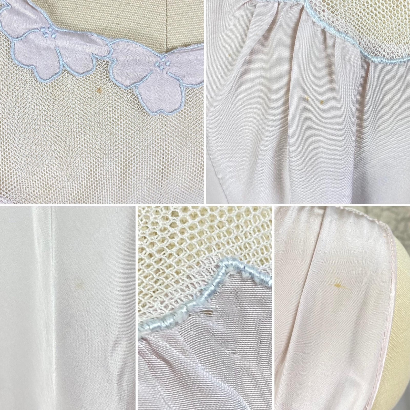 Vintage 1940's - 1950's Nightgown | Hand - Stitched Purple Lilac Rayon with White Tulle & Satin Inserts | Size S, M | By Dwalyne - Daggers & Dames