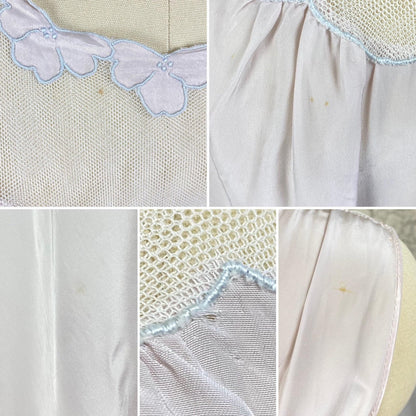 Vintage 1940's - 1950's Nightgown | Hand - Stitched Purple Lilac Rayon with White Tulle & Satin Inserts | Size S, M | By Dwalyne - Daggers & Dames