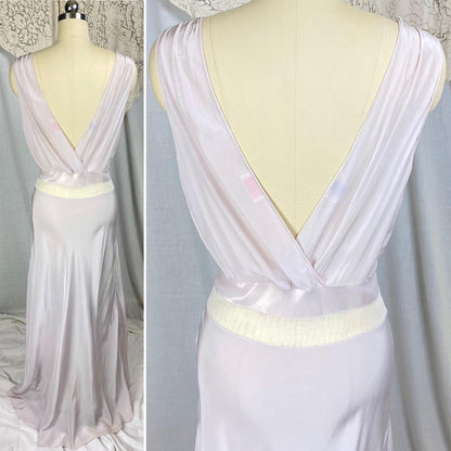 Vintage 1940's - 1950's Nightgown | Hand - Stitched Purple Lilac Rayon with White Tulle & Satin Inserts | Size S, M | By Dwalyne - Daggers & Dames