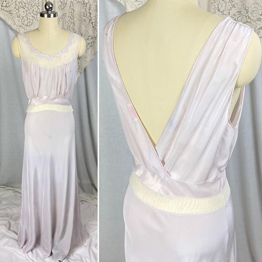 Vintage 1940's - 1950's Nightgown | Hand - Stitched Purple Lilac Rayon with White Tulle & Satin Inserts | Size S, M | By Dwalyne - Daggers & Dames