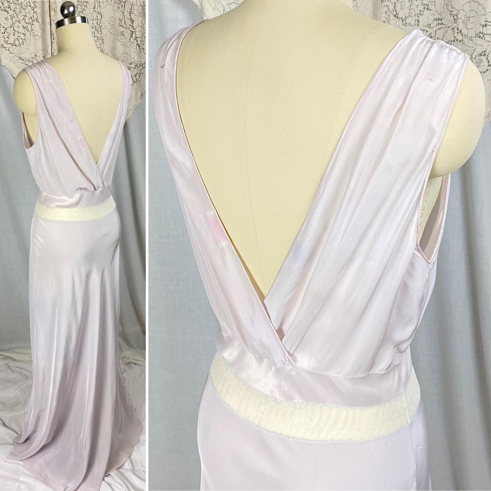 Vintage 1940's - 1950's Nightgown | Hand - Stitched Purple Lilac Rayon with White Tulle & Satin Inserts | Size S, M | By Dwalyne - Daggers & Dames