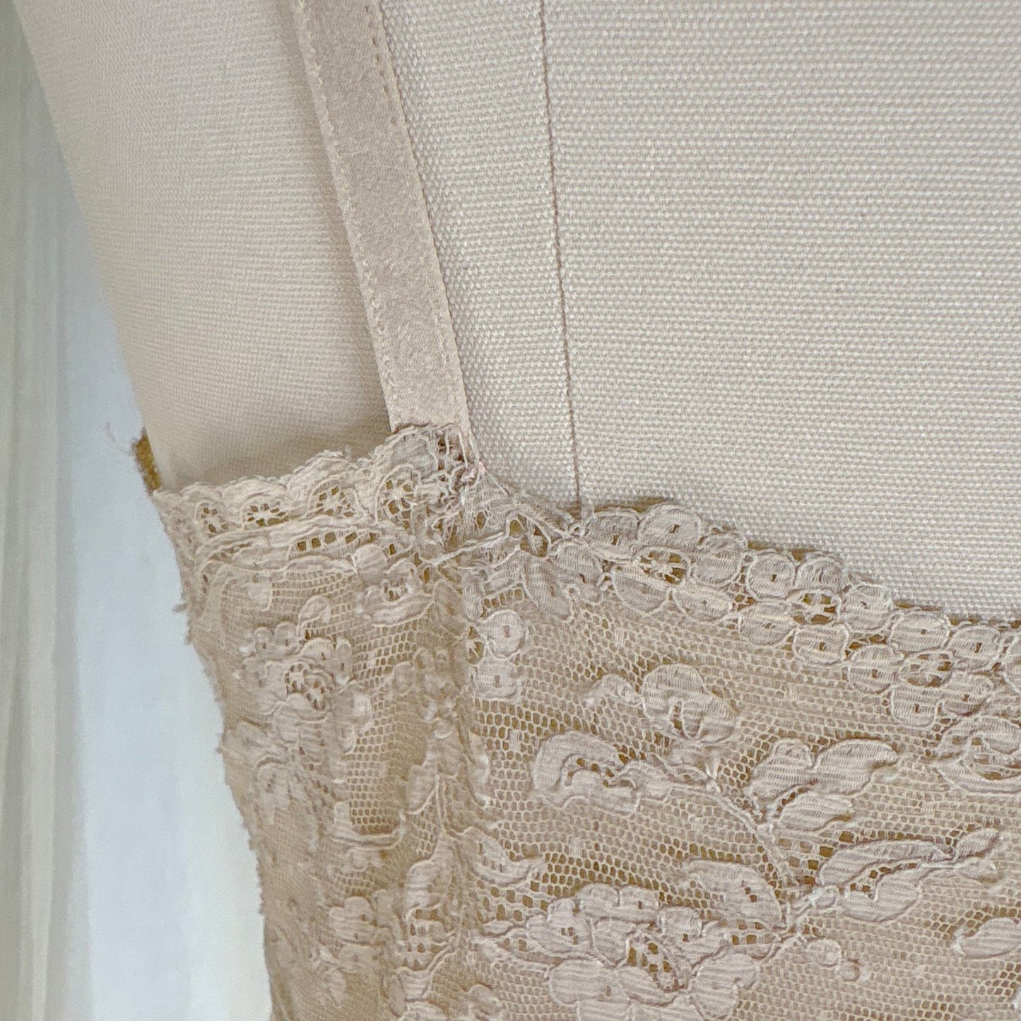 Vintage 1940's - 1950's Slip - Champagne Gold Silk Satin with Scalloped Lace - by Fischer Heavenly Lingerie, size M, LG - Daggers & Dames