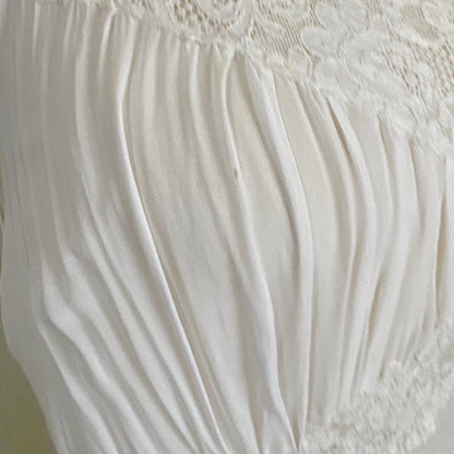 Vintage 1940's Bright White Crepe Back Satin & Chiffon Nightgown, size XS, S - Daggers & Dames