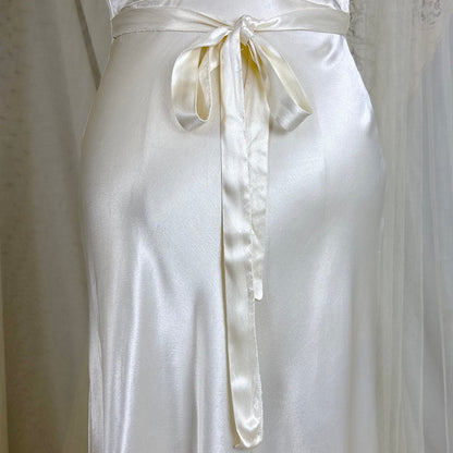 Vintage 1940's Bright White Crepe Back Satin & Chiffon Nightgown, size XS, S - Daggers & Dames