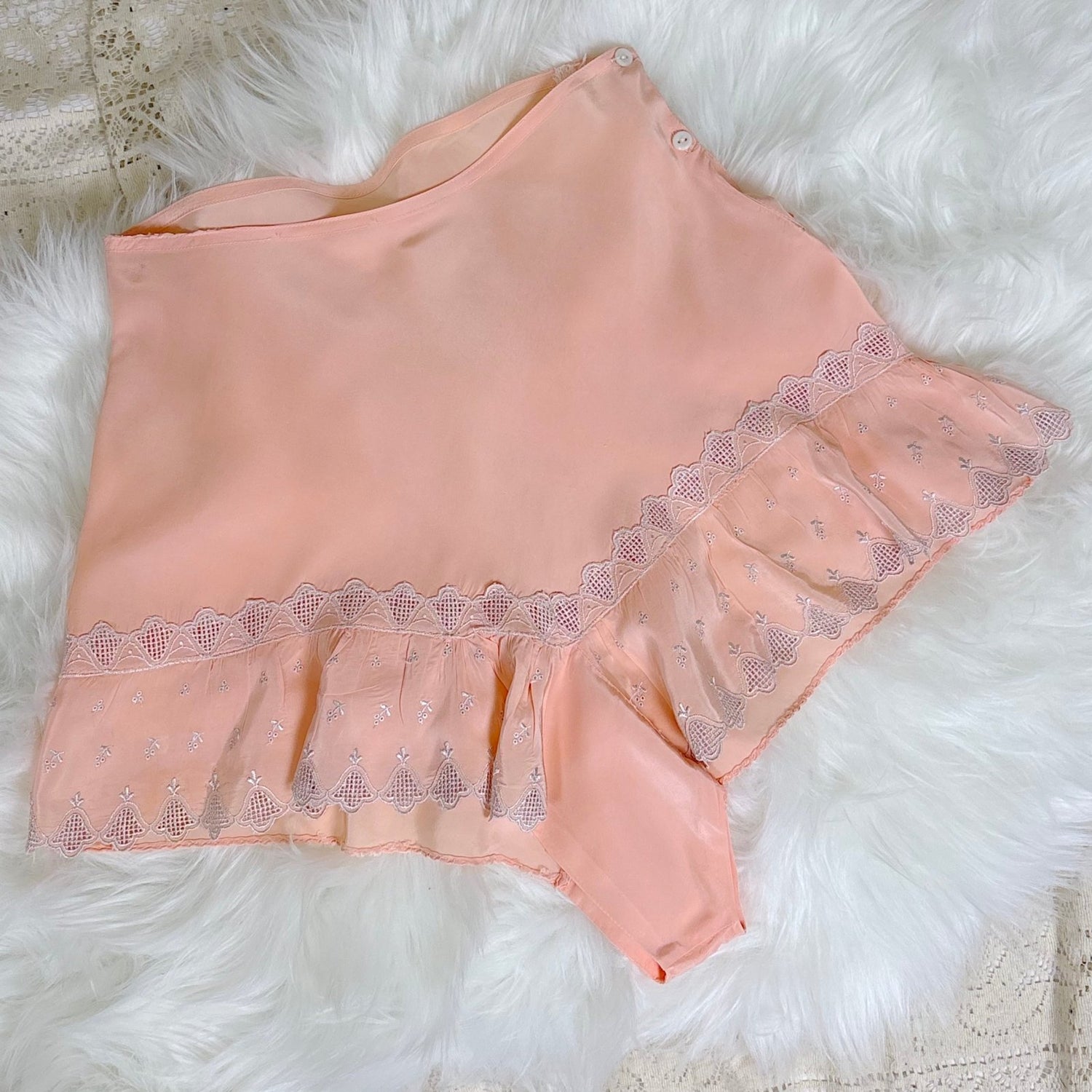 Vintage 1940's Candy Pink Rayon Tap Pants with Silver Bell Embroidery - Size XS - Daggers & Dames