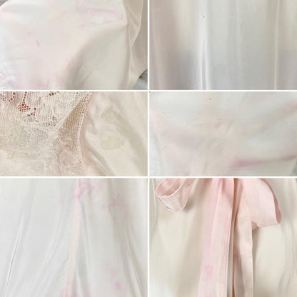 Vintage 1940's Nightgown | Baby Pink Rayon with Ruffled Cotton Lace & Silk Appliqués | Size S, M - Daggers & Dames