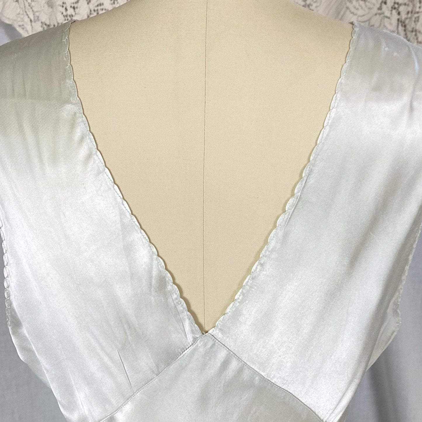 Vintage 1940's Nightgown | Palest Aqua Blue Rayon Satin with Pink Silk Ribbon Woven Lace | Size S - Daggers & Dames