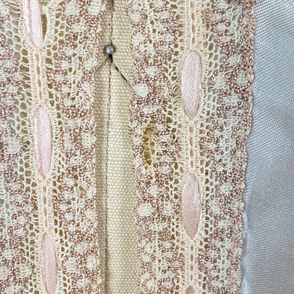 Vintage 1940's Nightgown | Palest Aqua Blue Rayon Satin with Pink Silk Ribbon Woven Lace | Size S - Daggers & Dames