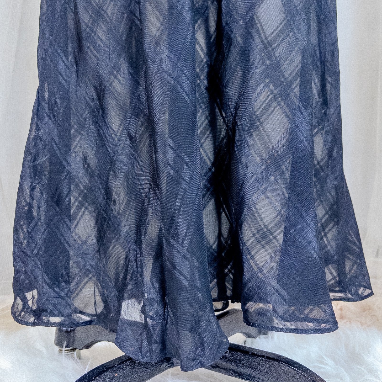 Vintage 1940's Nightgown & Peignoir Set - Sheer Black Rayon Chiffon with Shadow Plain Print | Medium - Daggers & Dames