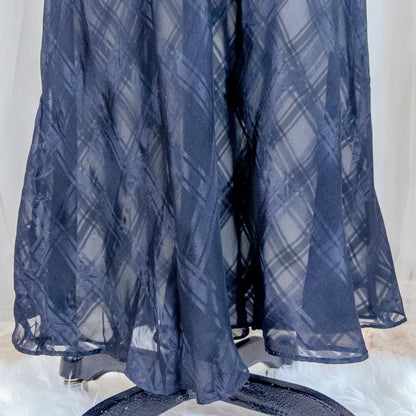 Vintage 1940's Nightgown & Peignoir Set - Sheer Black Rayon Chiffon with Shadow Plain Print | Medium - Daggers & Dames