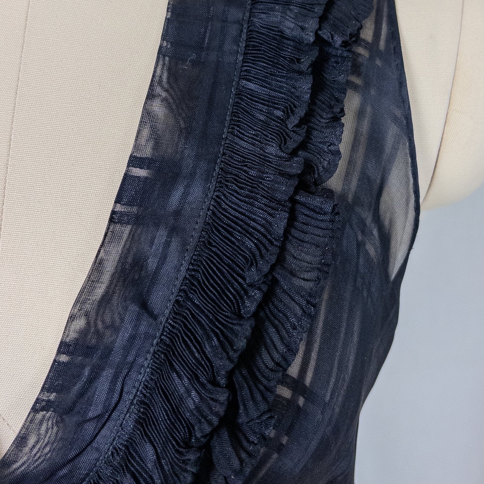 Vintage 1940's Nightgown & Peignoir Set - Sheer Black Rayon Chiffon with Shadow Plain Print | Medium - Daggers & Dames