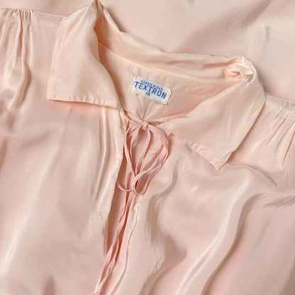Vintage 1940's Nightgown | Petal Pink Rayon with Darted Shoulders & Keyhole Neckline | Size S, M | Textron - Daggers & Dames