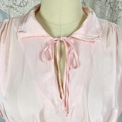 Vintage 1940's Nightgown | Petal Pink Rayon with Darted Shoulders & Keyhole Neckline | Size S, M | Textron - Daggers & Dames
