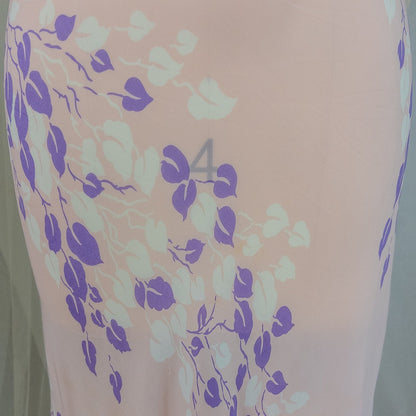 Vintage 1940's Nightgown - Sheer Baby Pink Rayon Chiffon with Violet & White Vine Print | XS, Small, Medium - Daggers & Dames
