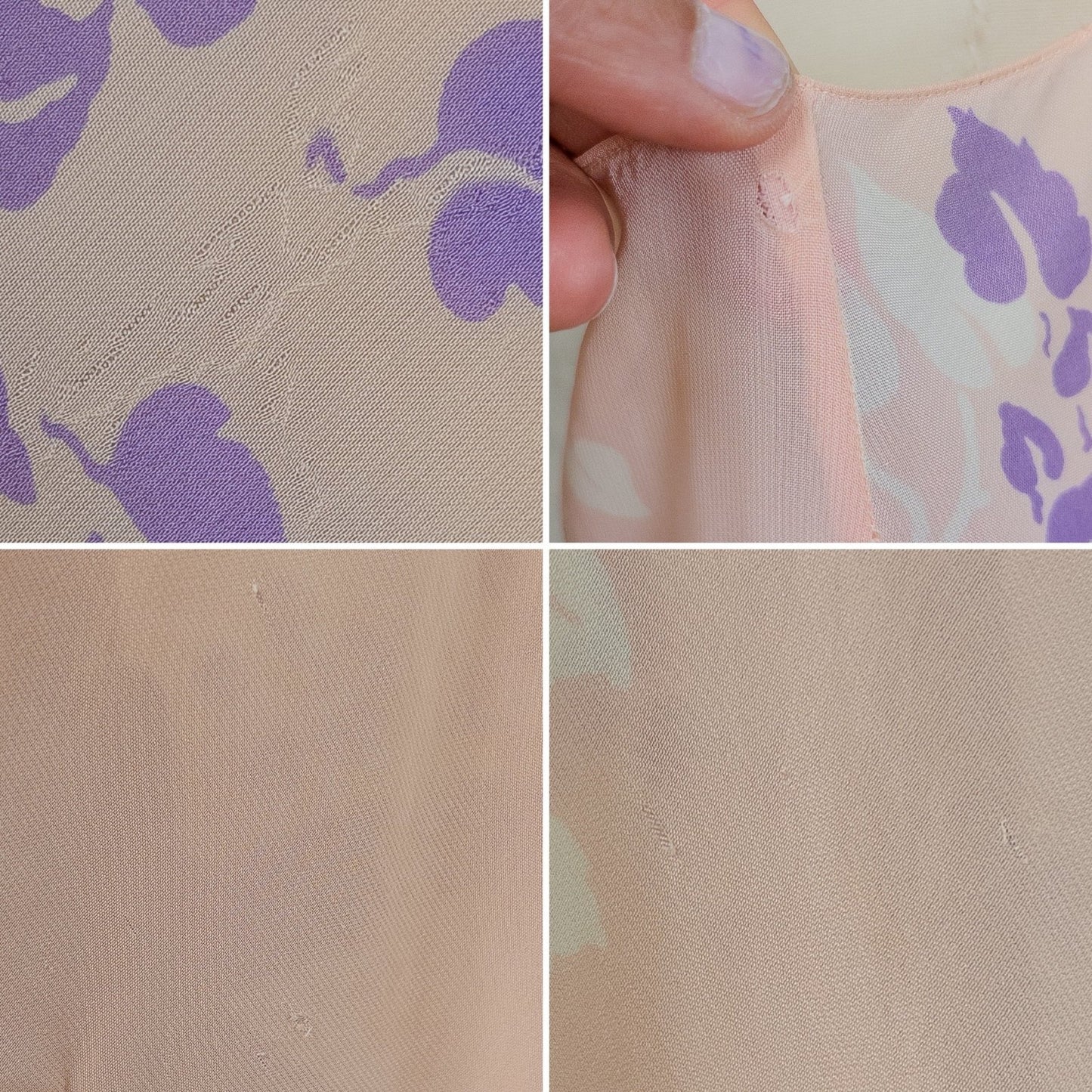 Vintage 1940's Nightgown - Sheer Baby Pink Rayon Chiffon with Violet & White Vine Print | XS, Small, Medium - Daggers & Dames